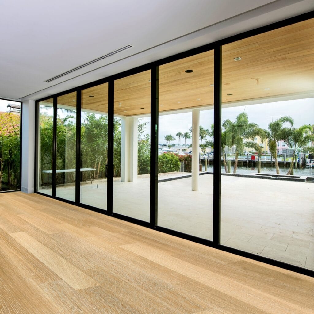 Extra large sliding glass doors in Florida home