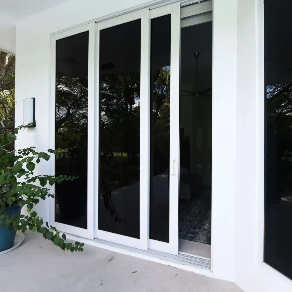 sleek entrance door with white frame