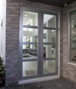 closed entrance doors looking into living space